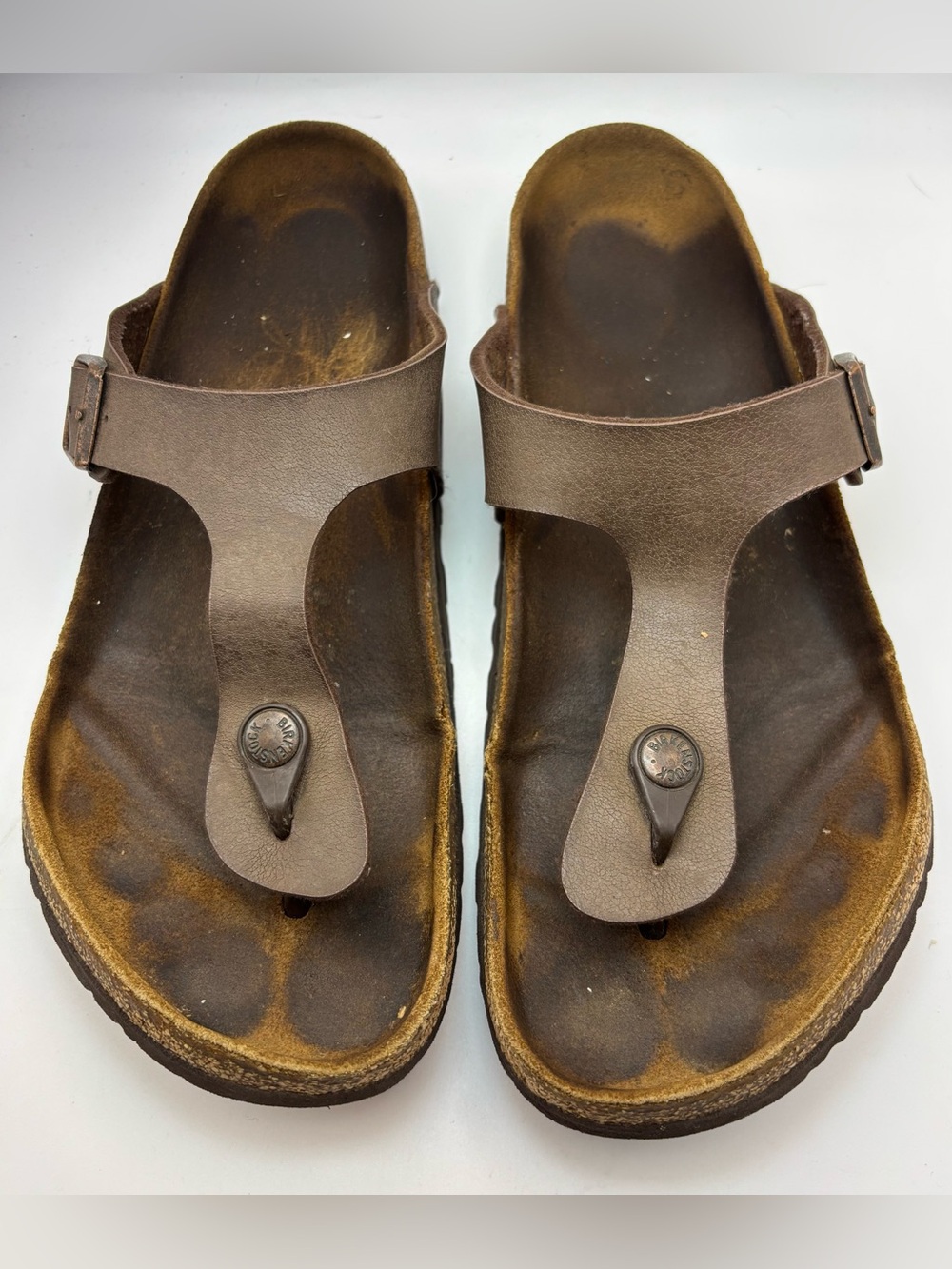 Birkenstock Gizeh Brown Thong Sandals EU 42 US 9-9.5 Cork Footbed Adjustable - Picture 2 of 6